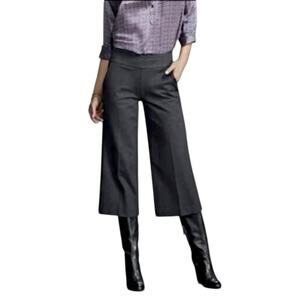 CAbi #188 Ponte Gaucho Cropped Wide Leg Pants in Charcoal Gray Size 10